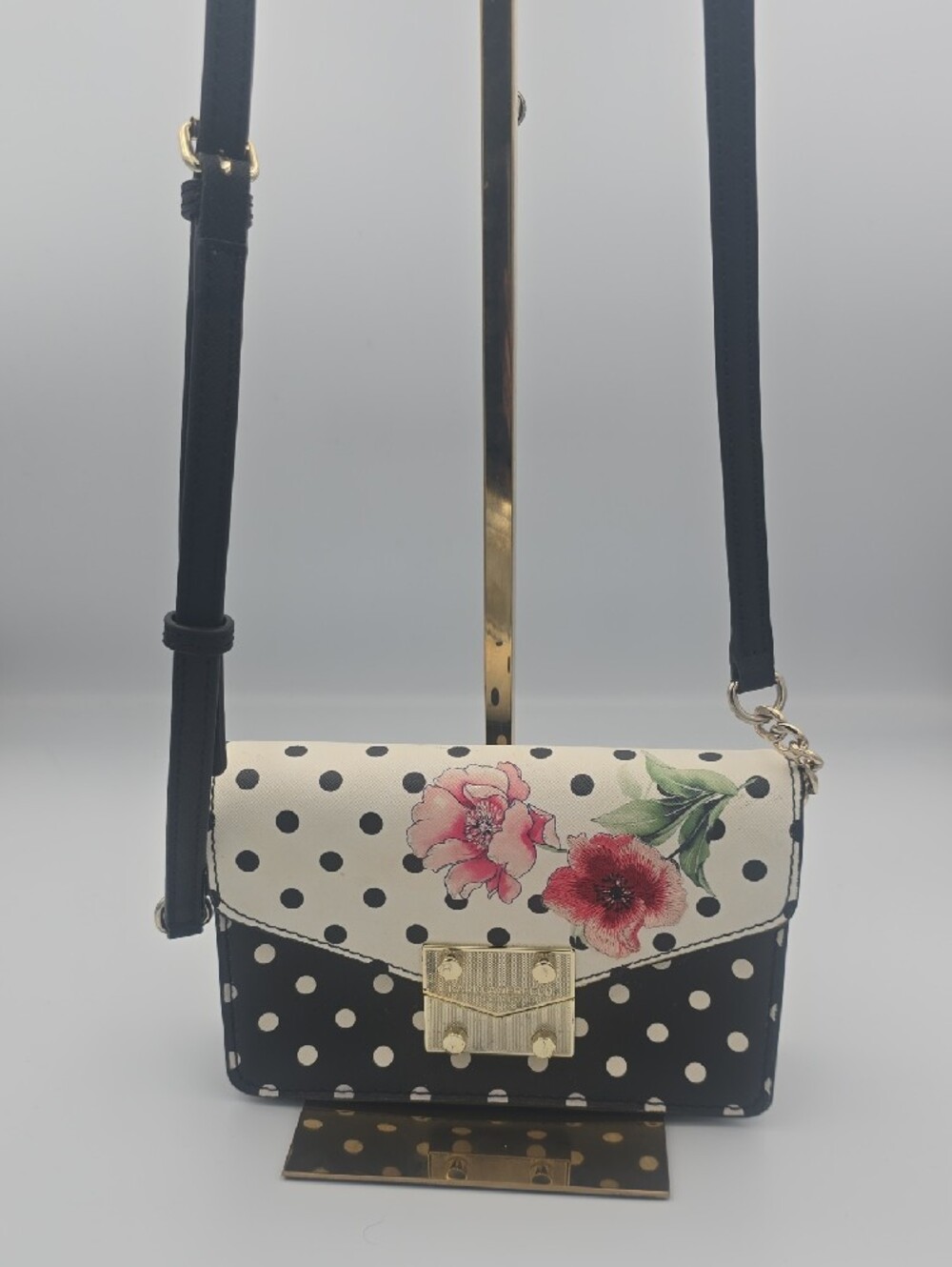 Karl Lagerfeld Corinne Black/White Polka Dot Floral Small Crossbody (EUC)(HTF)🌸 - Picture 2 of 14